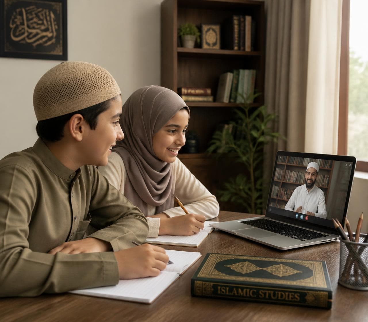 Learners studying Islamic knowledge together during an online lesson